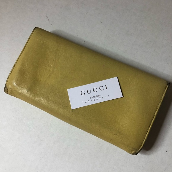 GUCCI 🌼 Authentic Vintage Long Wallet/Credit Card Holder in Pale Yellow - Picture 3 of 13